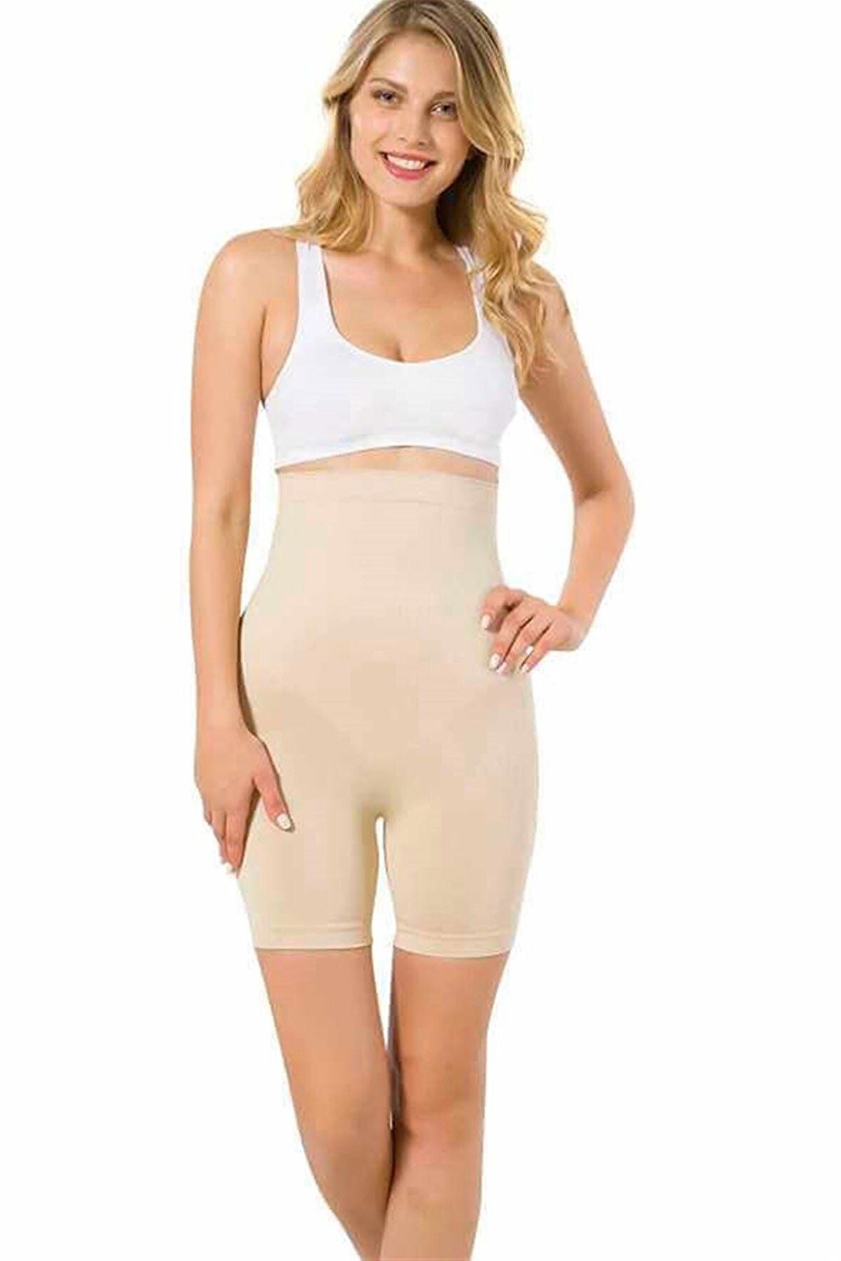 2007 Dikişsiz Seamless Yüksek Bel Paçalı Kadın Boxer Korse