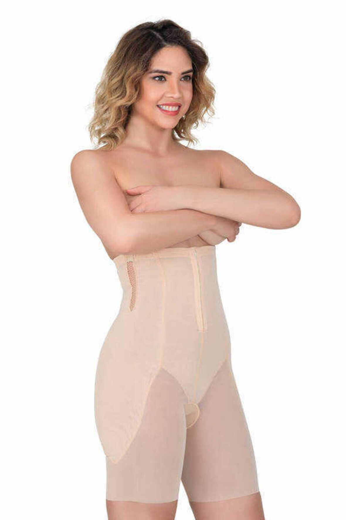 Kadın Tül Detaylı Toparlayıcı Agraflı Boxer Korse