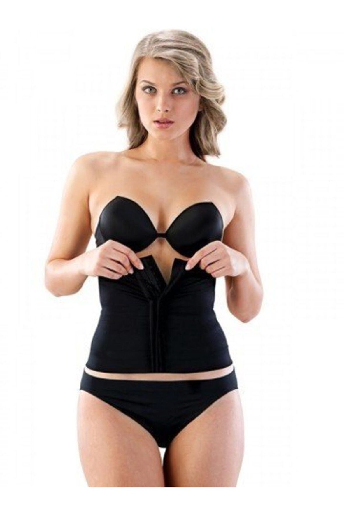 Kadın Dikişsiz Agraflı Çift Kat Bel Korse Siyah