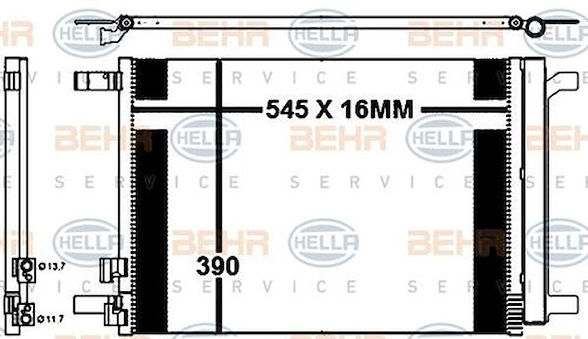 Mahle-Knecht-Behr AC772000P Klima Kondenseri Golf VII 1.2TSI-1.4TSI-1.6TDI-2.0 GTI-2.0TDI 12 545X390X16 5Q0816411AK