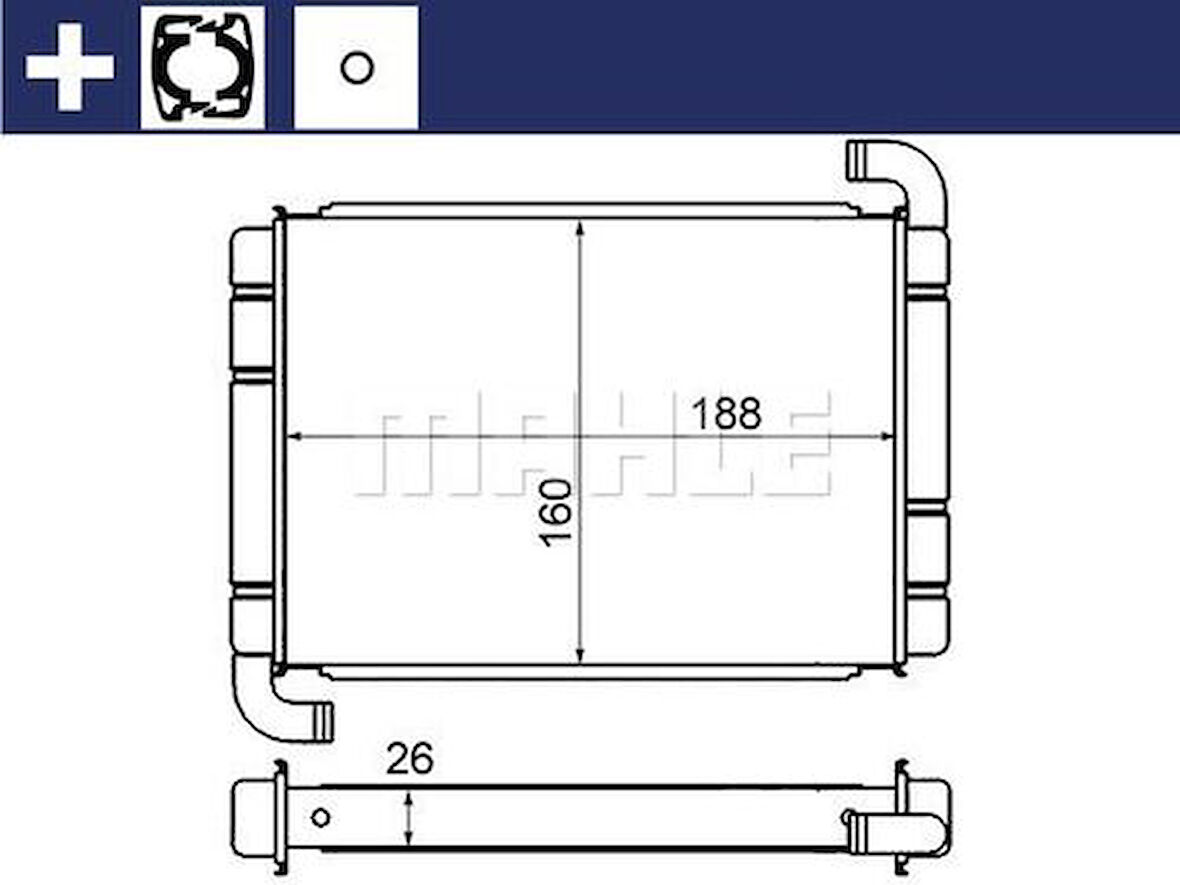 Mahle-Knecht-Behr AH9000S Kalorifer Radyatörü Doblo III Linea Fiorino Pratico Grande Punto Bipper Nemo Corsa D 1.2 1.3 1.3 77363898