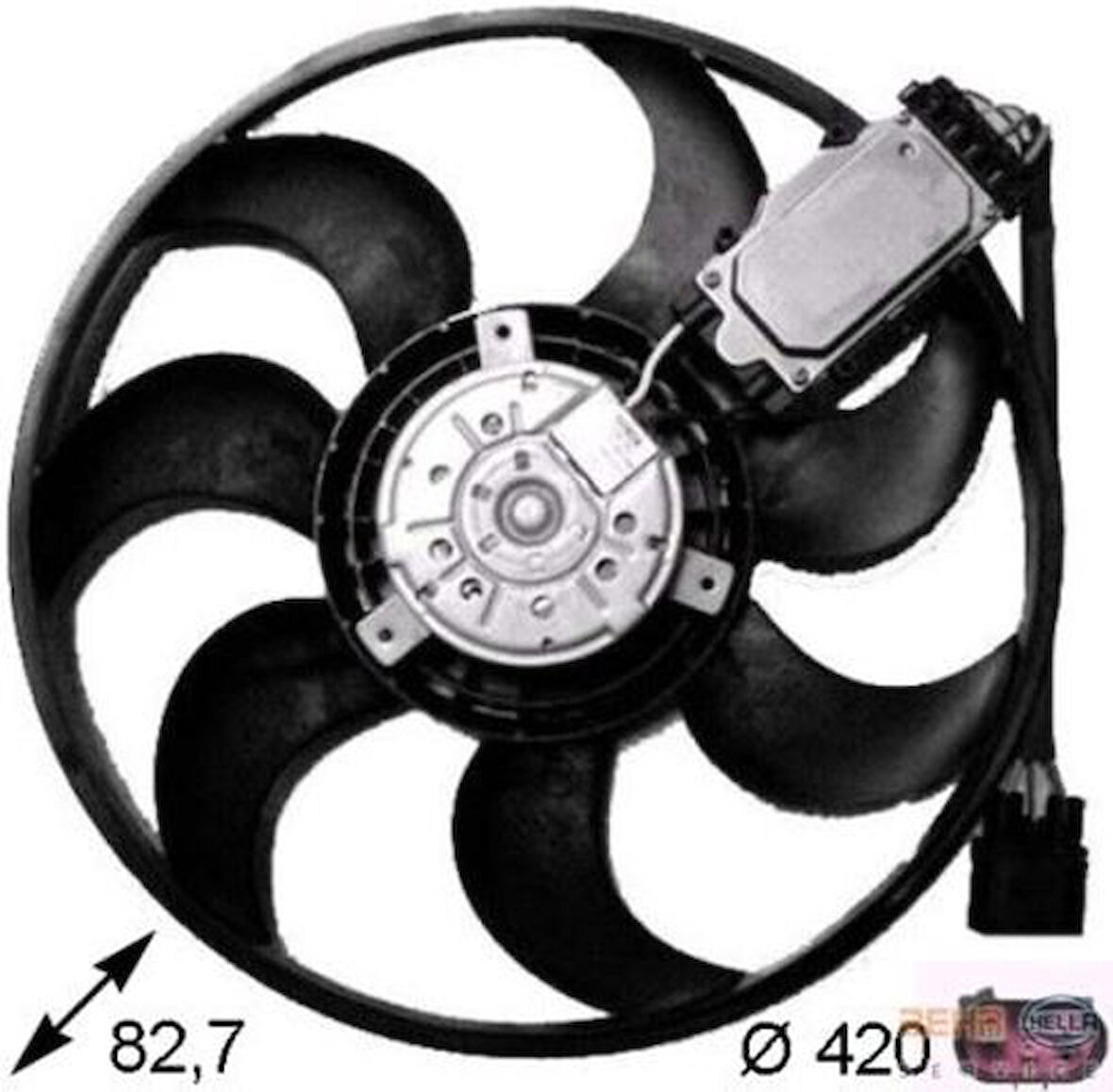 Mahle-Knecht-Behr CFF261000S Kontrol Unitelı Radyatör Fanı 450W 420mm Sağ Q7 07-15 Touareg Cayenne 03-10 Brj BAC Ble 7L0959455G