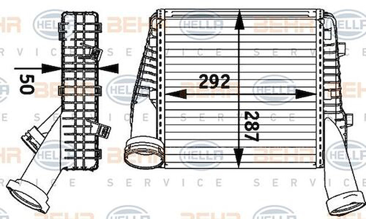 Mahle-Knecht-Behr CI141000P Turbo Radyatörü Intercooler Volkswagen Touareg 2.5 R5 TDI 03-10 3.0 V6 TDI 10 Q7 3.0TD I 07 287X292X50 7L6145803D