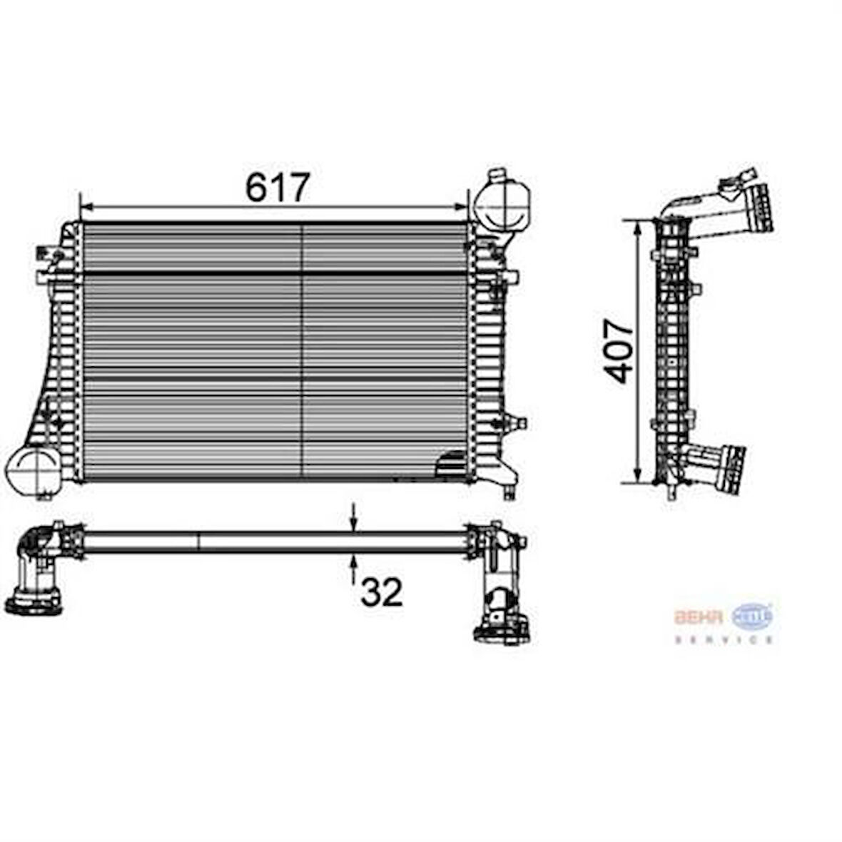 Mahle-Knecht-Behr CI162000P Turbo Radyatörü Intercooler Passat 2.0TDI 05 617X407X32 3C0145803G