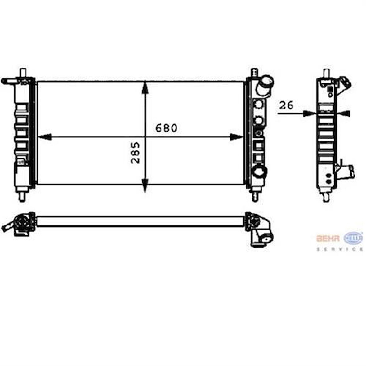 Mahle-Knecht-Behr CR313000P Radyatör Corsa B 1.0L 12V 1.2I 16V AC Mek 680X285X26 9180595