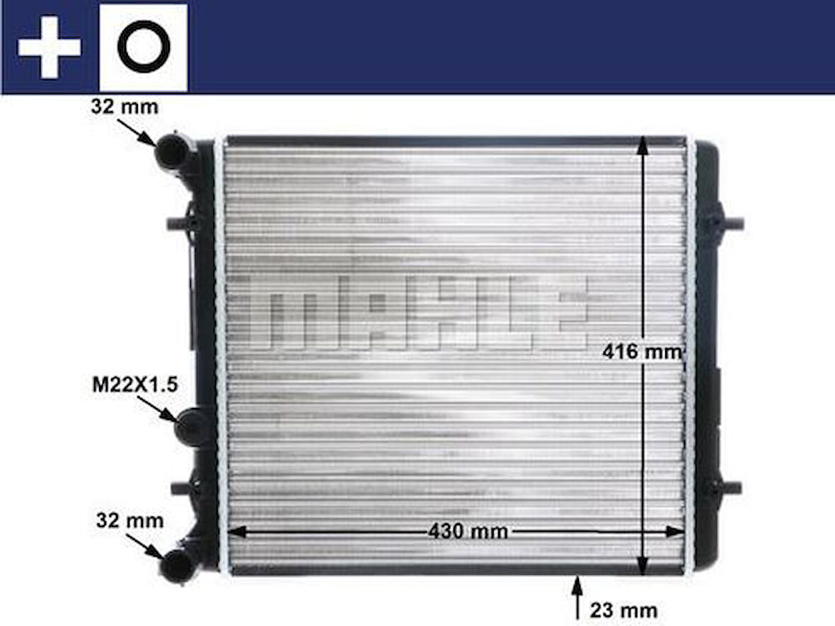 Mahle-Knecht-Behr CR367000S Motor Radyatörü 430x414.5x23 Bora Leon Golf IV 99-06 Toledo 00-02 Octavia 99-08 1.4L 1.6L Manuel 1J0121253K