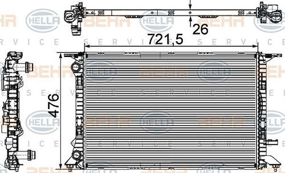 Mahle-Knecht-Behr CR905000P Motor Su Radyatörü A4 A5 A6 Q3 Q5 1.8 TFSI 2.0 TDI 2.0 TFSI 2.0 TDI OuaTTro 07- 8K0121251L