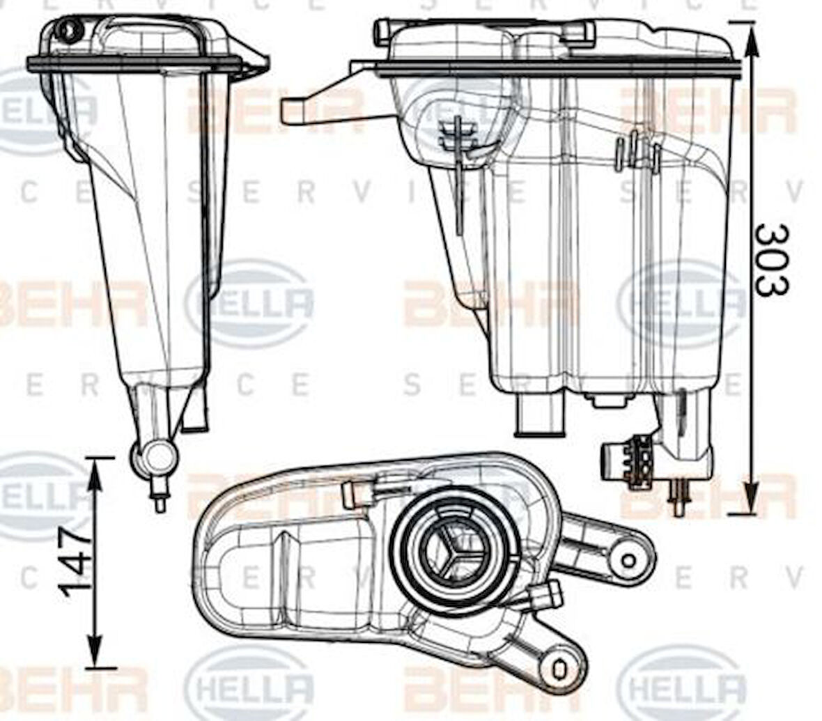 Mahle-Knecht-Behr CRT95000S Radyatör Yedek Su Bidonu A4 A5 A6 Q3 Q5 2.0TDI 1.8 2.0TFSI 08-Cabb Caga CAHA CDNB Cjcb Cfka 8K0121403G