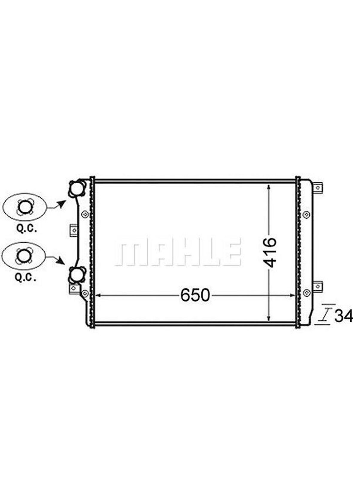 MAHLE Radyator Vw Caddy Iıı 1.9 Tdı (04-10) Golf V 1.4 Tsı-1.9 Tdı (04-08) (Ac+Kliması