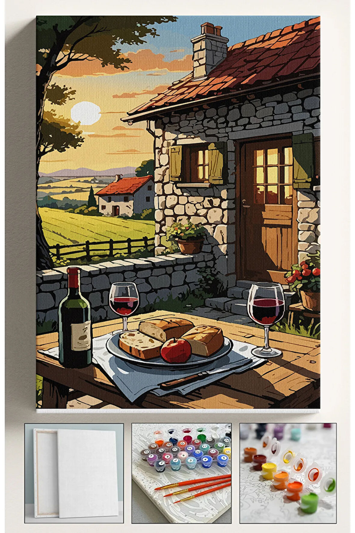 Sayılarla Boyama Tuval Seti Fırça Boya Dahil (Çıtalı) 40x50 CM - MAHSEN ŞARAP