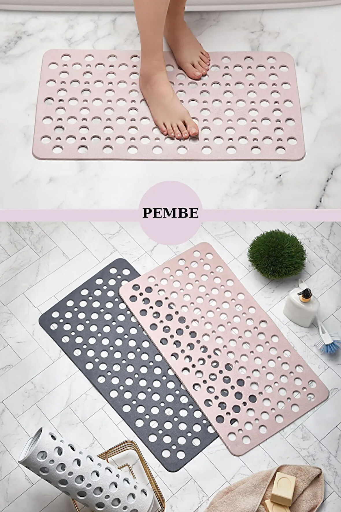 MAİN SHOP Kaydırmaz  Duşakabin Banyo ve Duş Paspası 66 Adet Vantuzla Yapışır 33 x 66 Cm