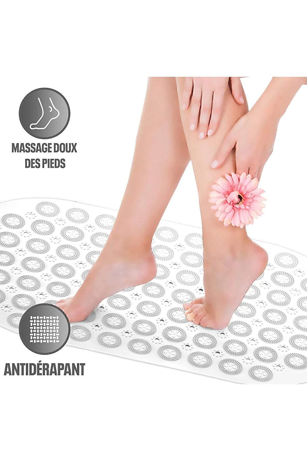 MAİN SHOP Masajlı Silikon Banyo Paspası Vantuzlu Banyo Ve Duş Kaydırmazı Beyaz Renk