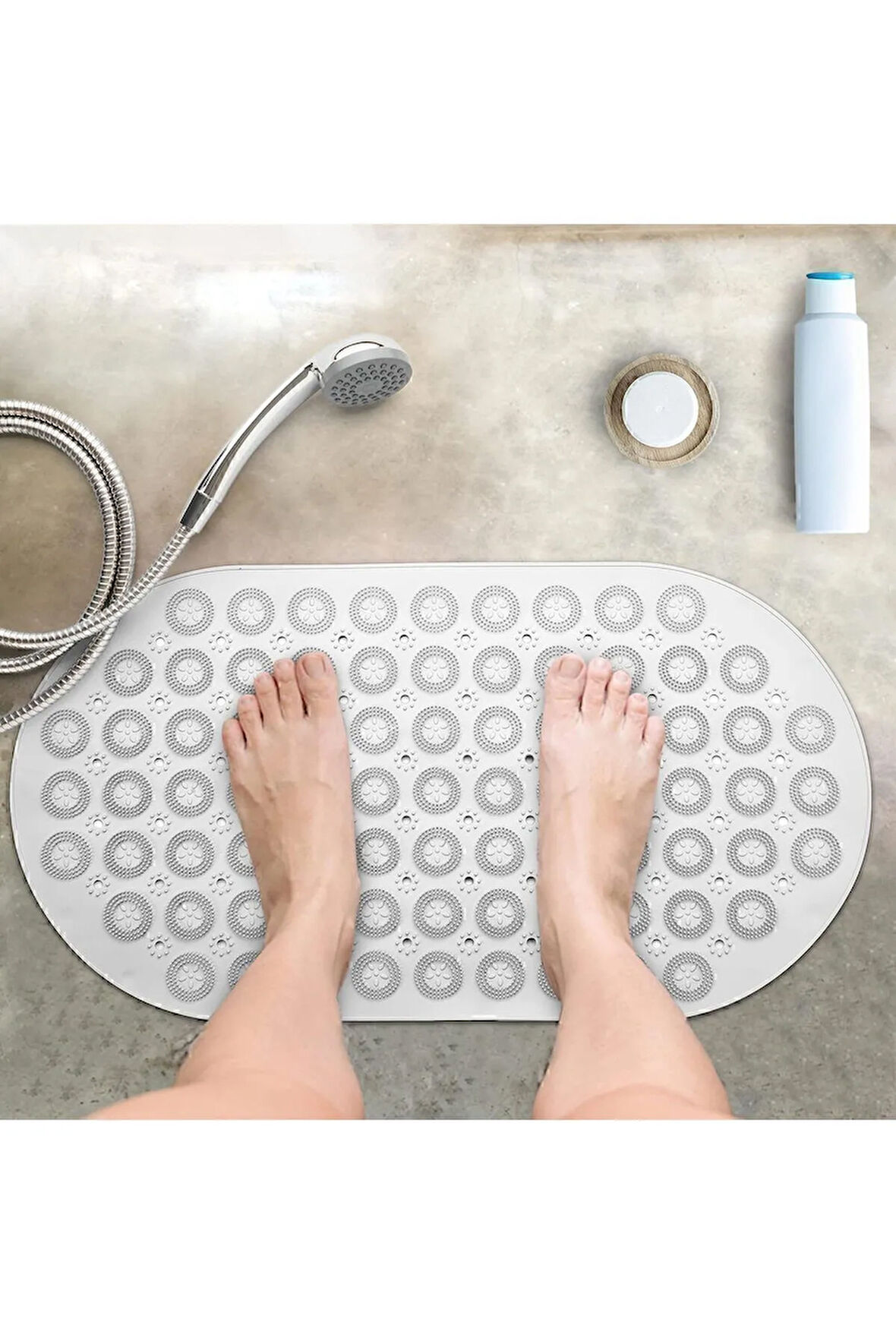 MAİN SHOP Massage Bath Math Banyo & Duş Kaydırmazı Beyaz Renk Masajlı Model Banyo Paspas