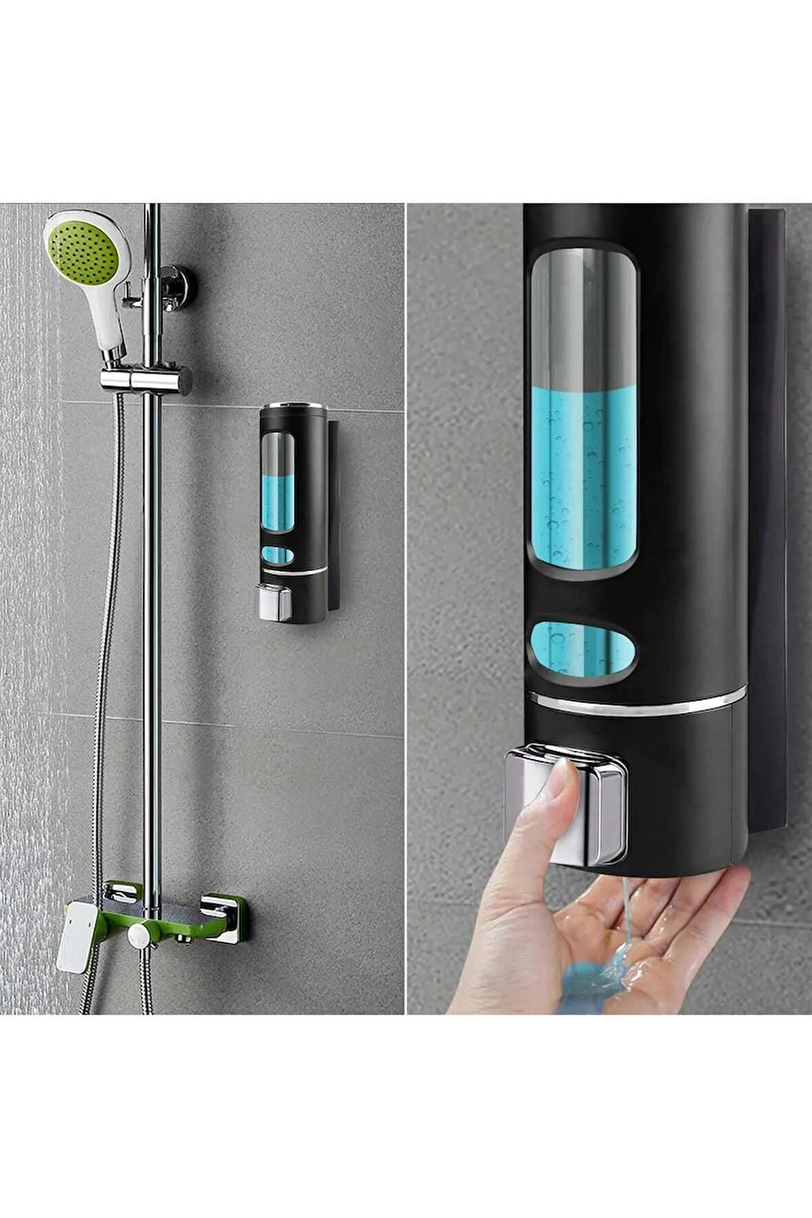MAİN SHOP 1 ADET SİYAH 400 Ml El Dezenfektanı Sabunluk Manuel Şampuan Sıvı Tutucu Banyo Mutfak Lavabo Oteller