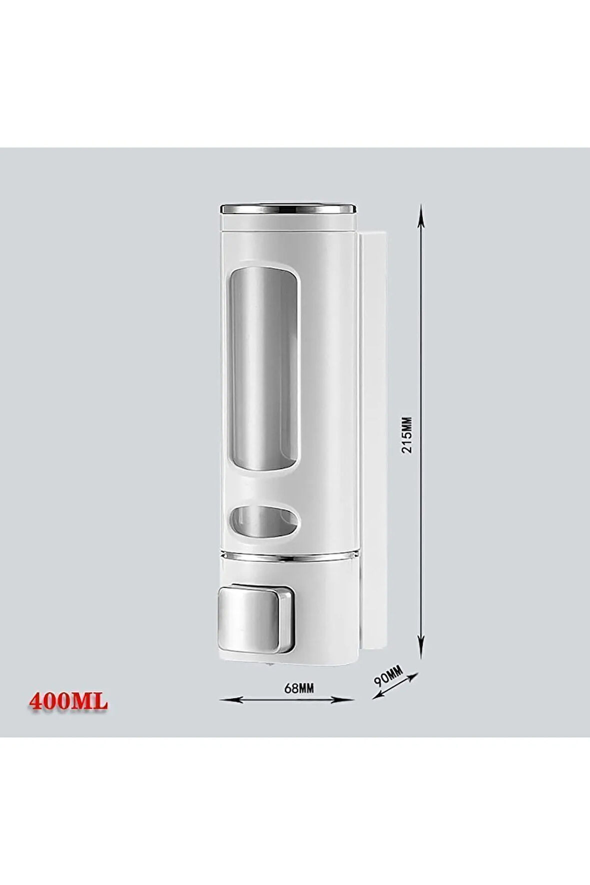 MAİN SHOP 400 ml Duvara Monte Manuel Sabunluk Banyo , Mutfak El Sıvı Şampuan Duş Jeli Dispenseri 1 ADET BEYAZ