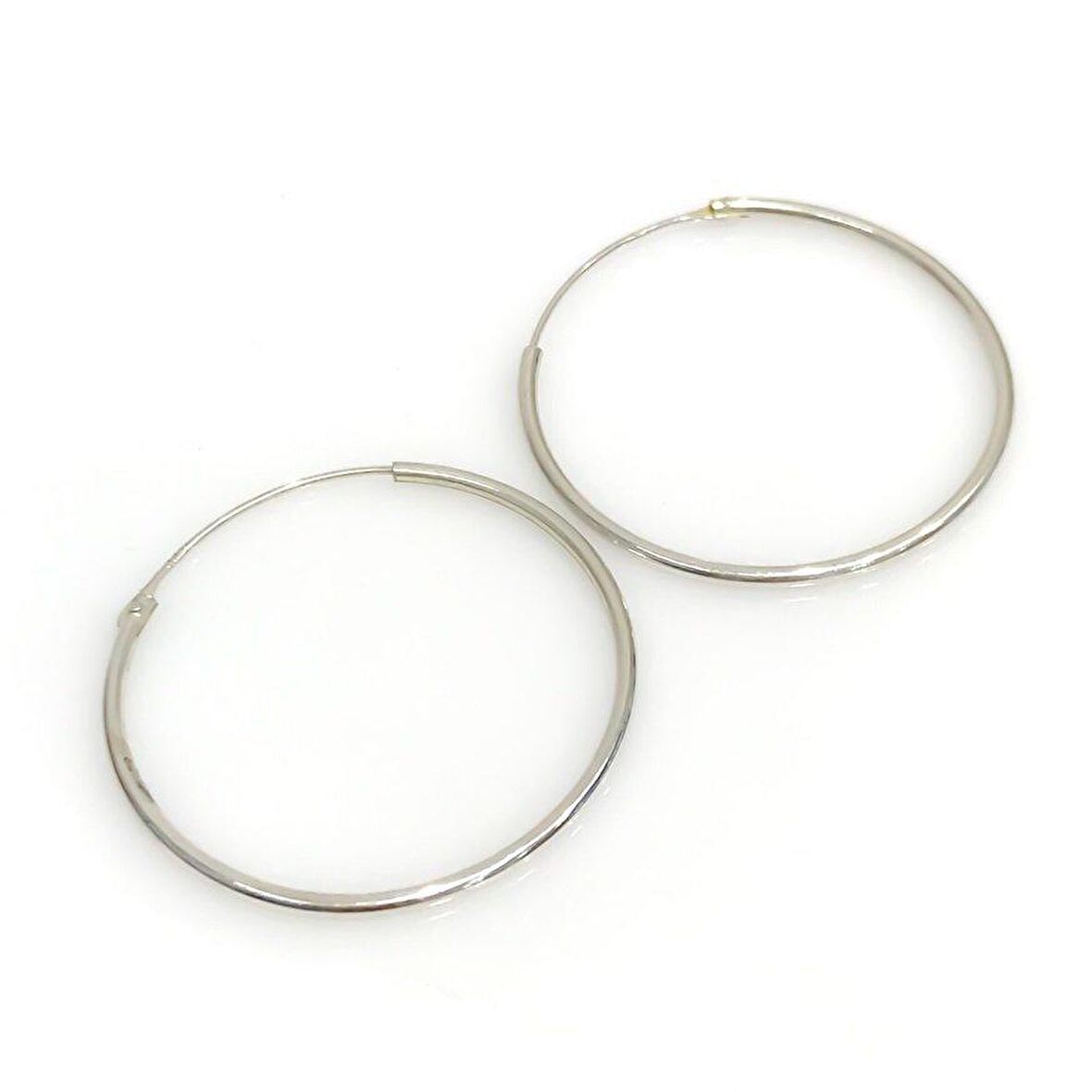 Taşsız Düz Spor 32 mm Gümüş Halka Küpe