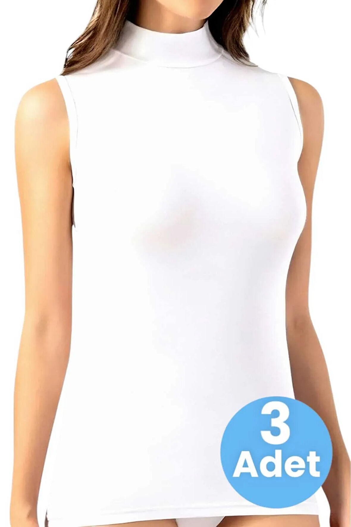 Uniquetrenders Kadın Sıfır Kollu Boğazlı Pamuklu Atlet 3'lü Set