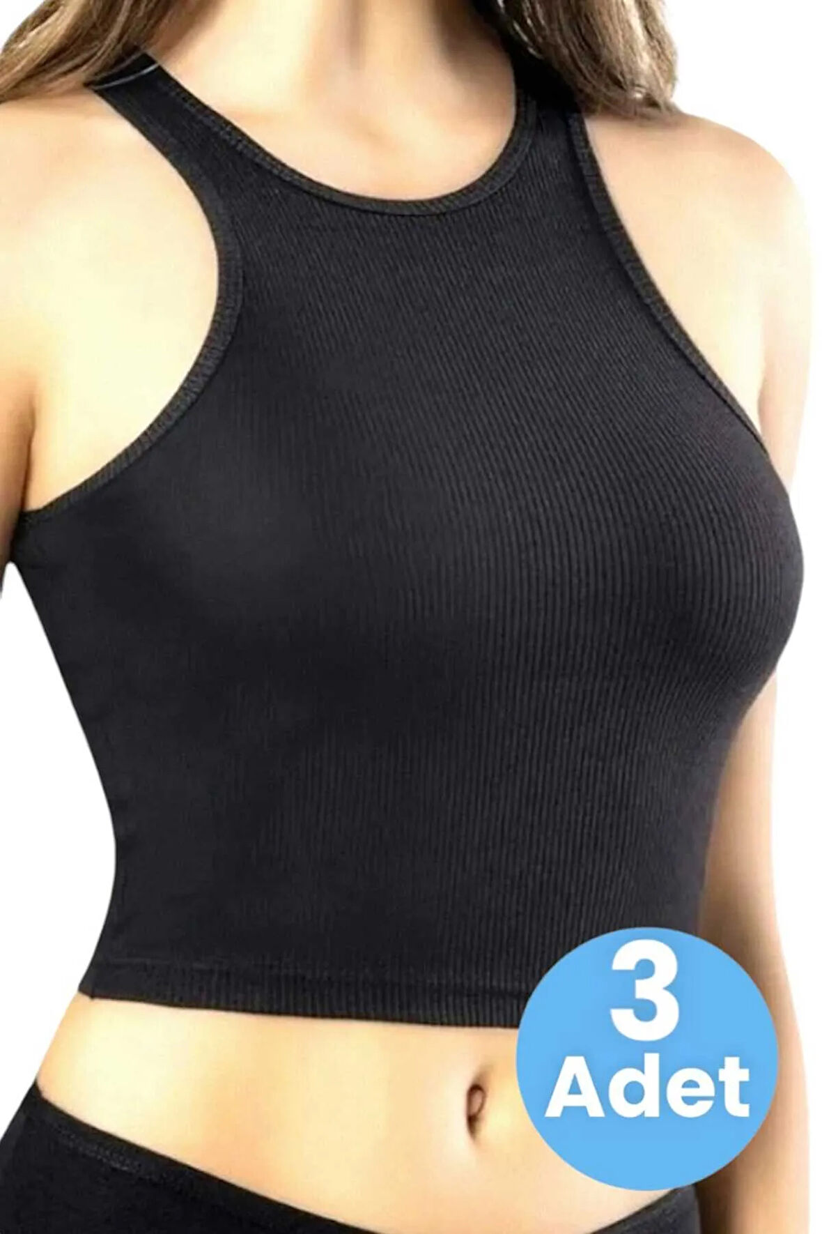 Uniquetrenders Kadın Geniş Askılı Kaşkorse Crop 3'lü Set