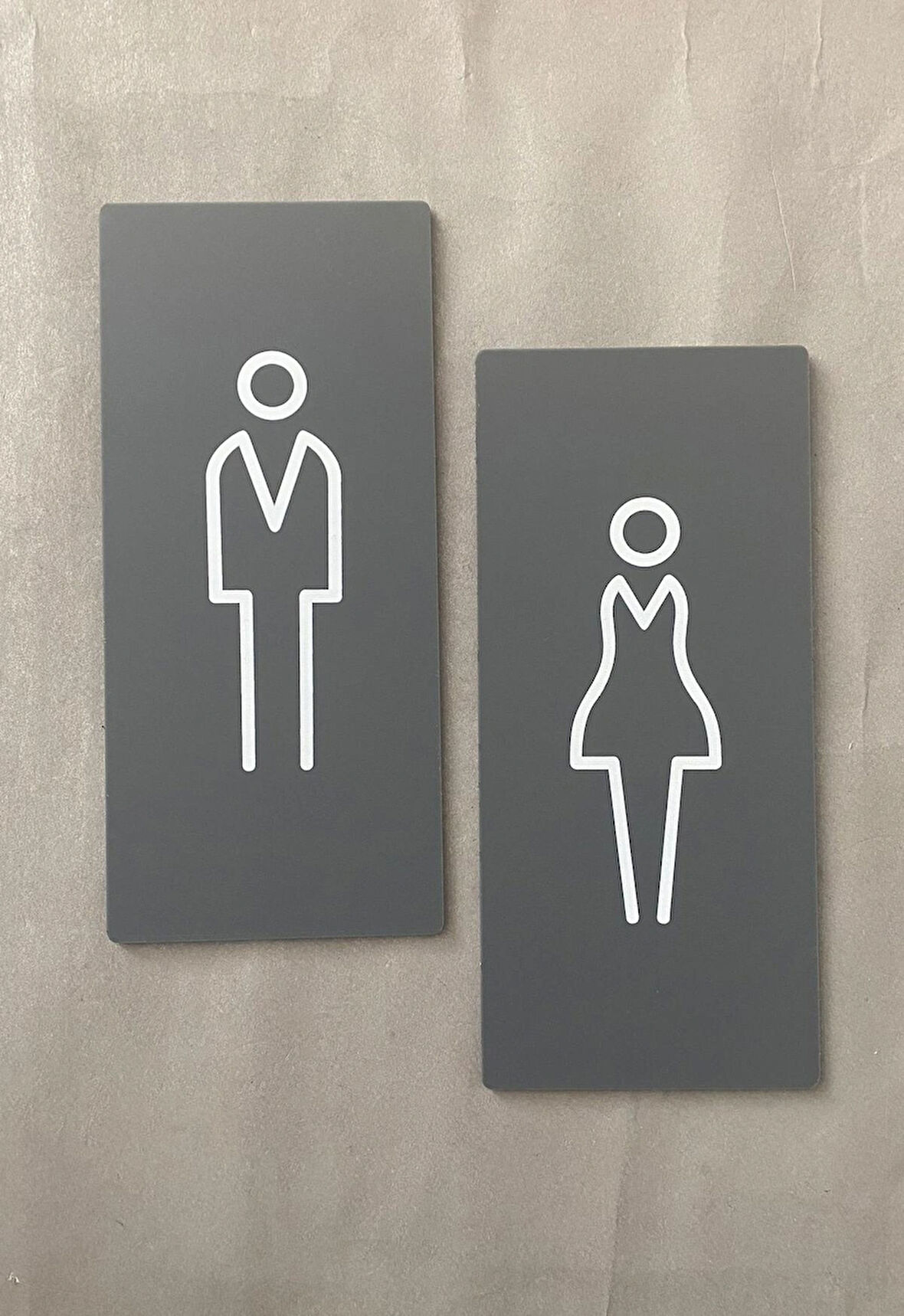 Mat Antrasit Lux Kadın Erkek WC Yönlendirme Levhası Kapı İsimliği