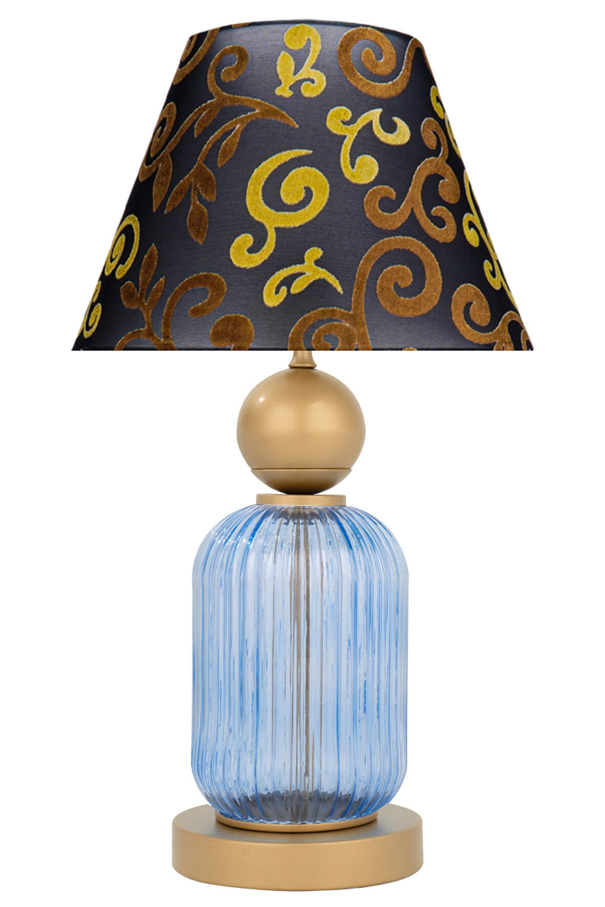 Lotus Royal Blue KONİ Cam Abajur