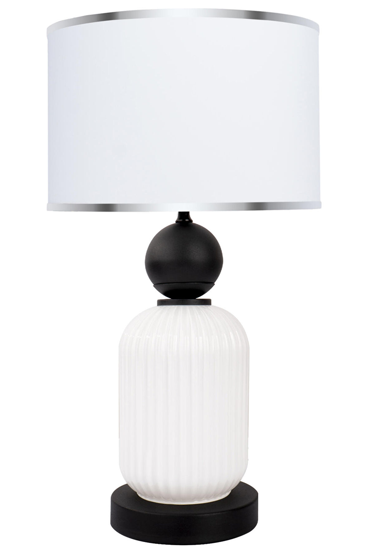 Lotus Opal Black - White Cam Abajur