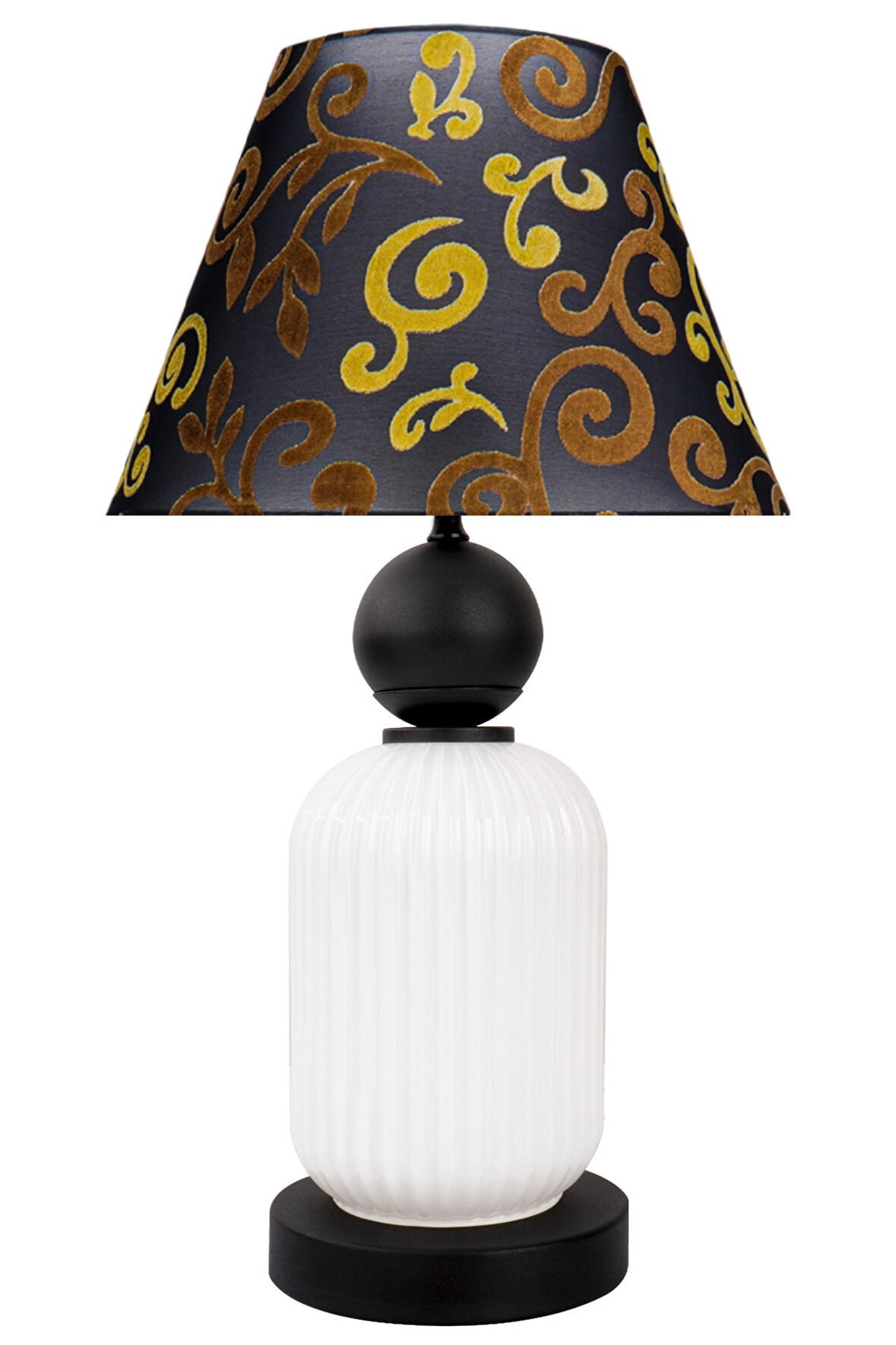 Lotus Opal Black - White KONİ Cam Abajur