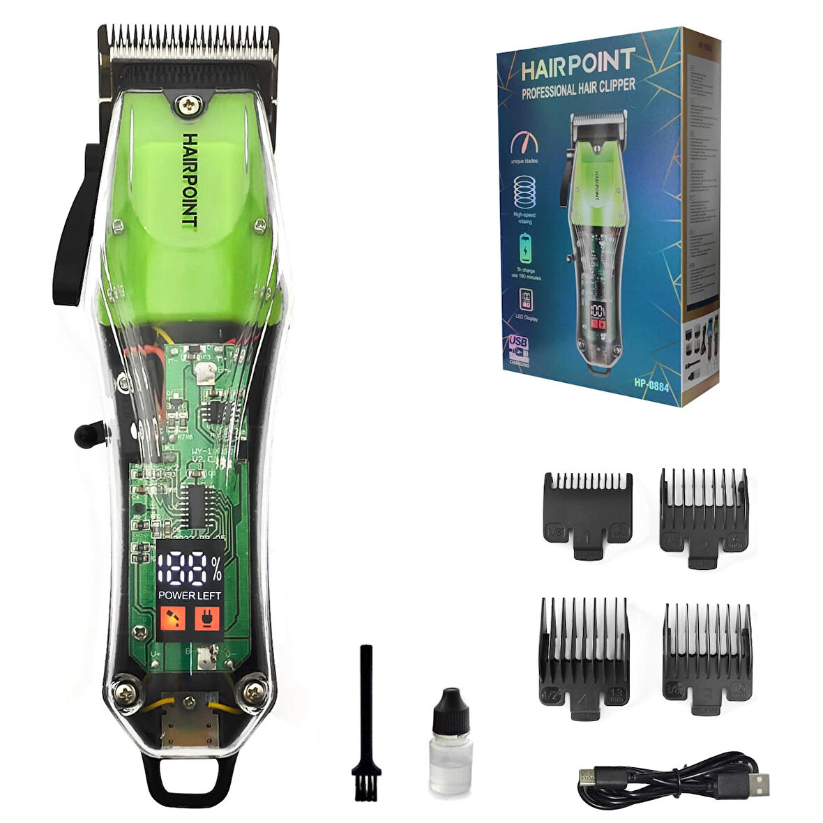 HAIR POINT HP-0884 Saç Sakal Tıraş Makinesi Şarjlı Lcd Ekran Professional