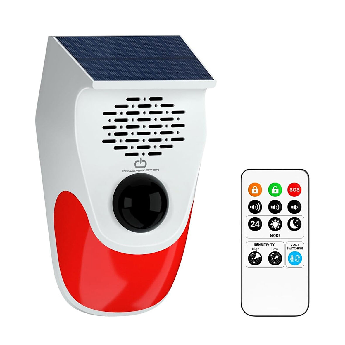 PM-26240 KUMANDALI SOLAR SESLİ IŞIKLI 120DB ALARM SİSTEMİ