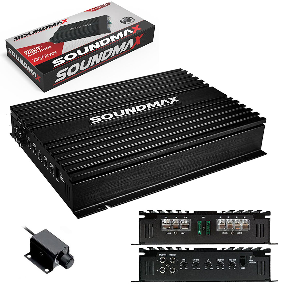 SX-600.1D Oto Anfi Mono 4000 Watt 1 Kanal Bass Kontrol