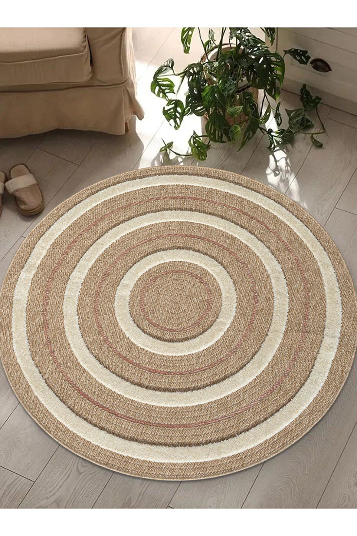 Marakeş 675 Taba Kolay Temizlenen Dekoratif Bohem Sisal Jüt Hasır Halı