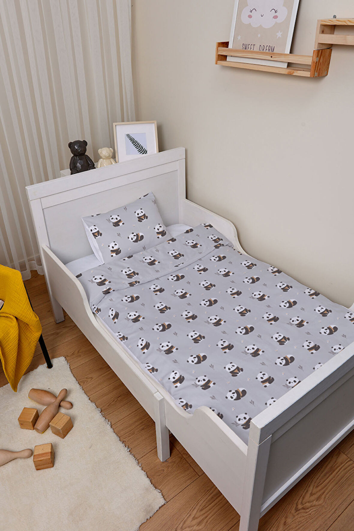Organik Park Yatak Nevresim Takımı (80x120) - Sevimli Bambu Dostu Panda