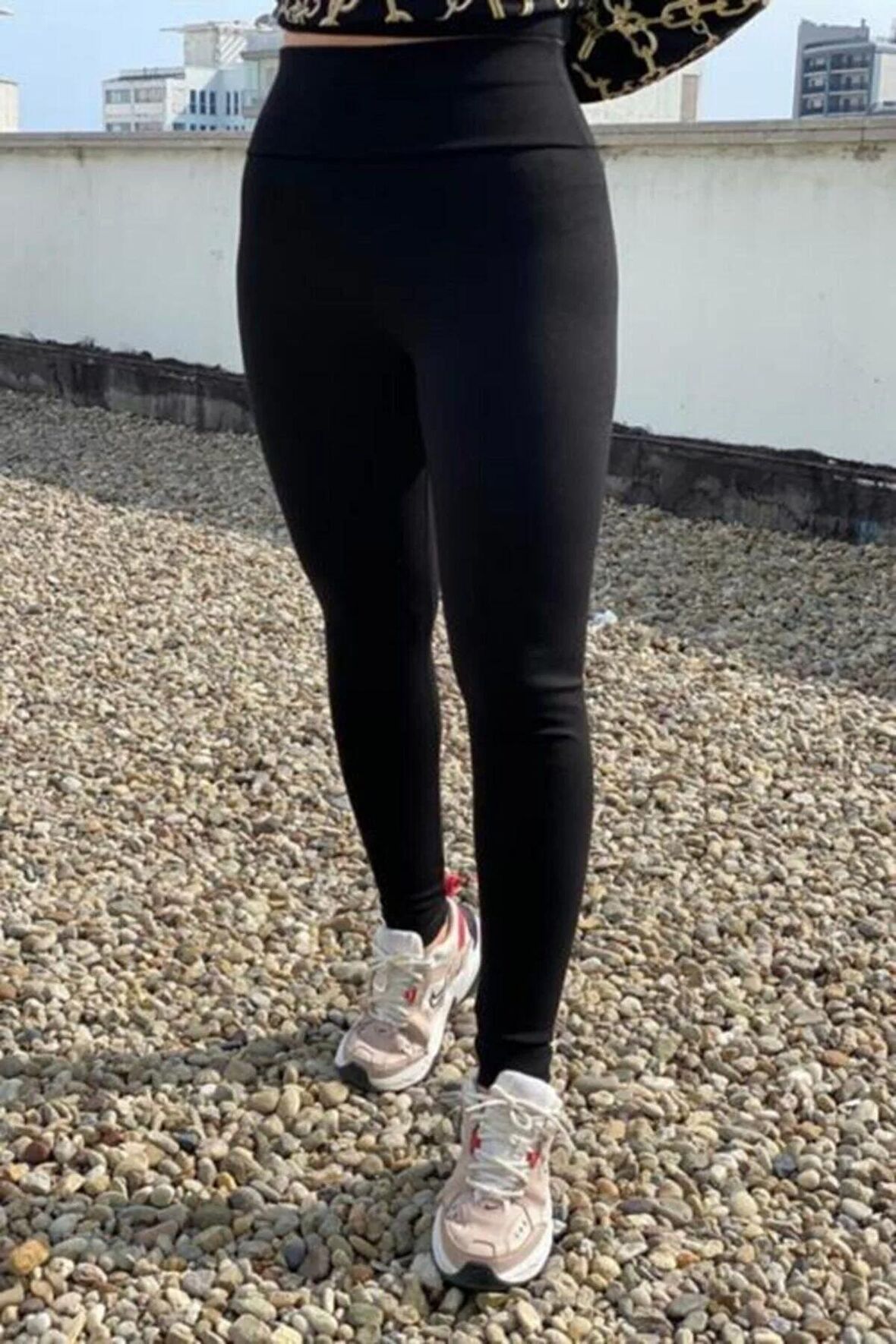 Kadın Siyah Toparlayıcı Yüksek Bel Çelik Örme Tayt