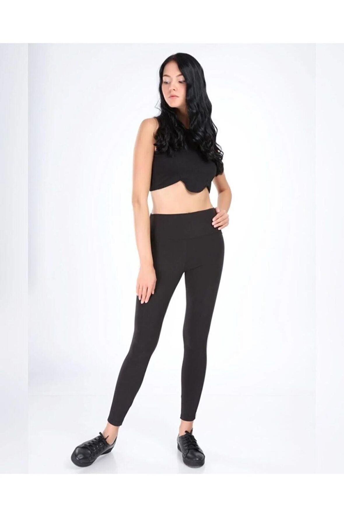 Kadın Siyah Çelik Örme Tayt