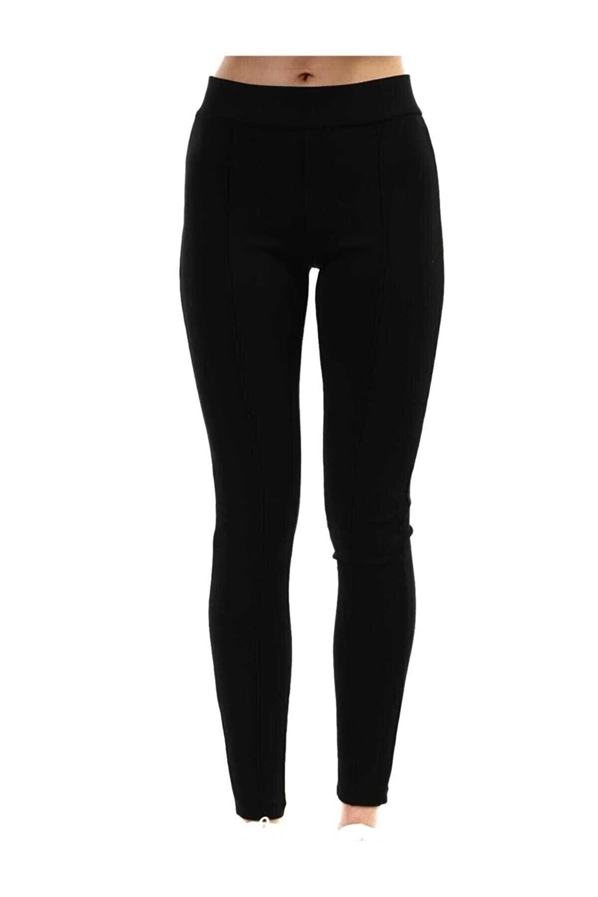 Incelme Etkili Siyah Kışlık Toparlayıcı Şardonlu Yüksek Bel Örme Çelik Tayt