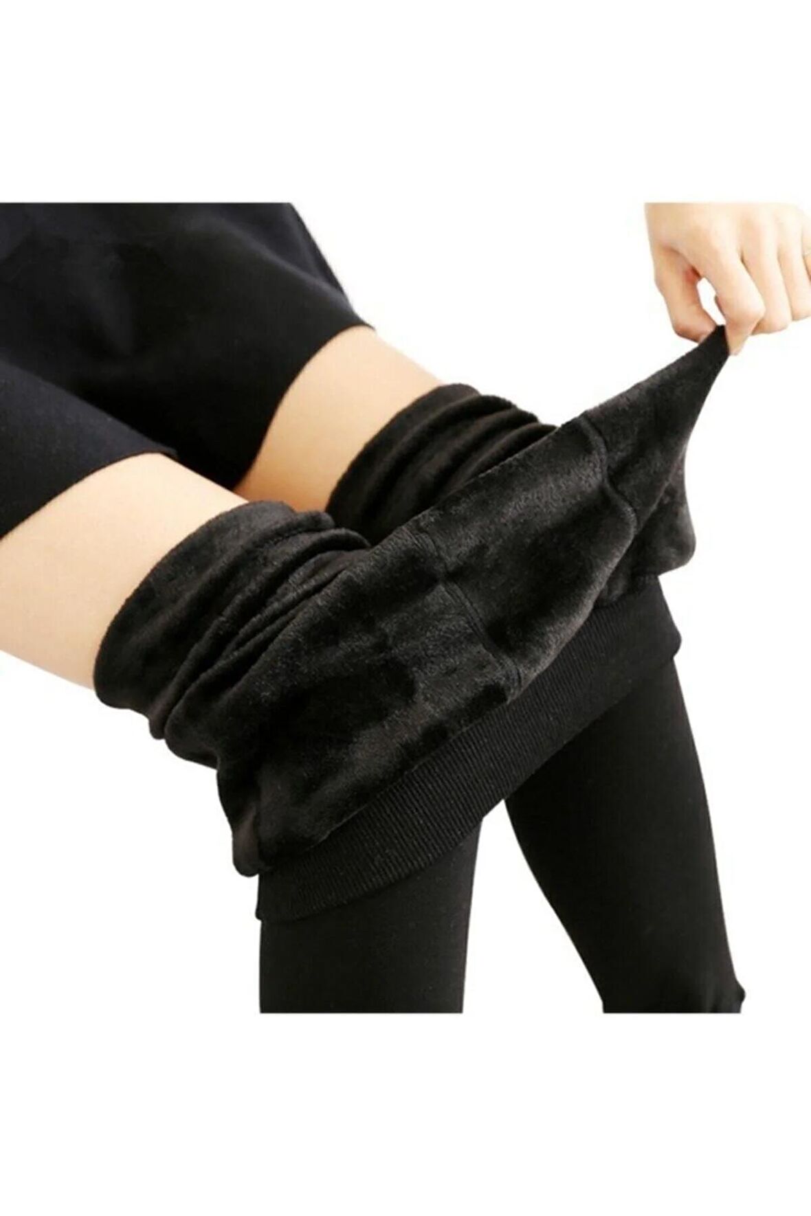 Kadın Siyah Içi Peluşlu Kışlık Termal Peluş Tayt