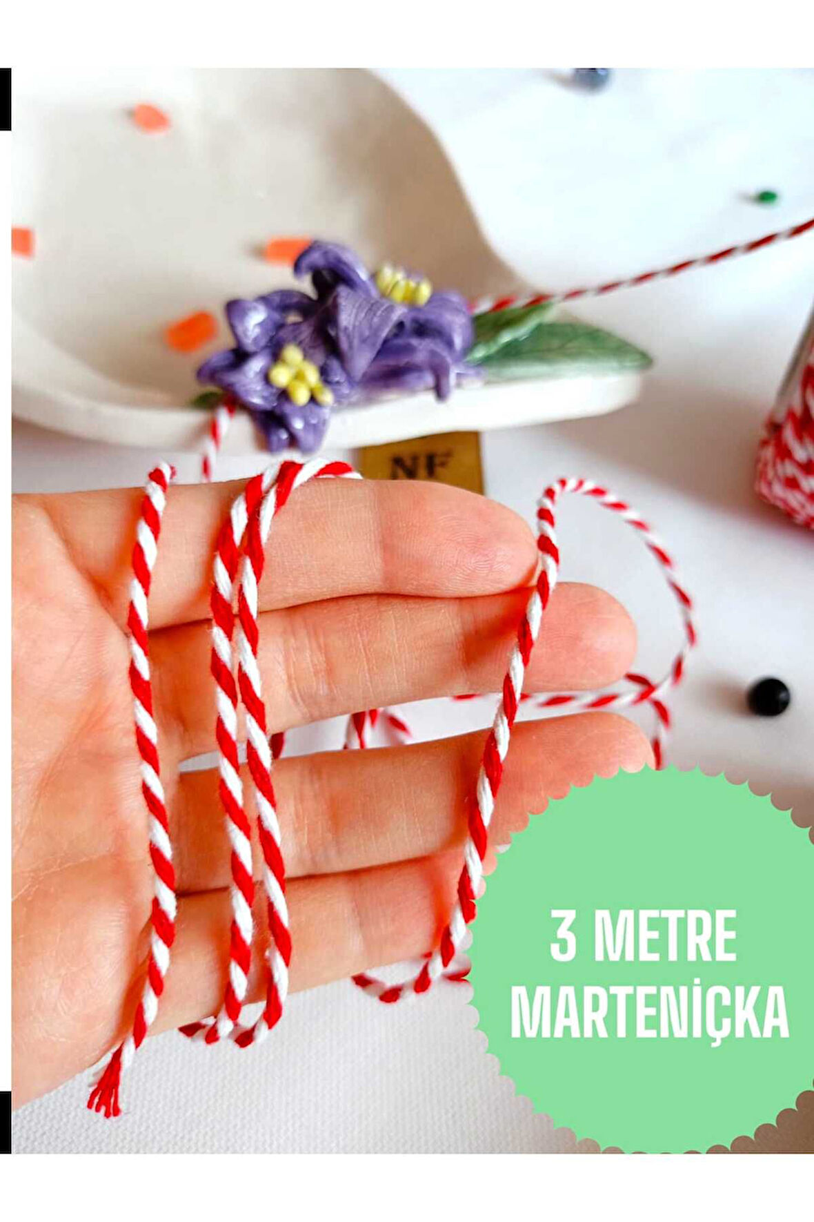 3 METRE MARTENİÇKA İPİ , PAKETLEME , HEDİYE BAHAR YILBAŞI ŞANS UĞUR ARKADAŞLIK SEVGİLİ KIRMIZI BEYAZ