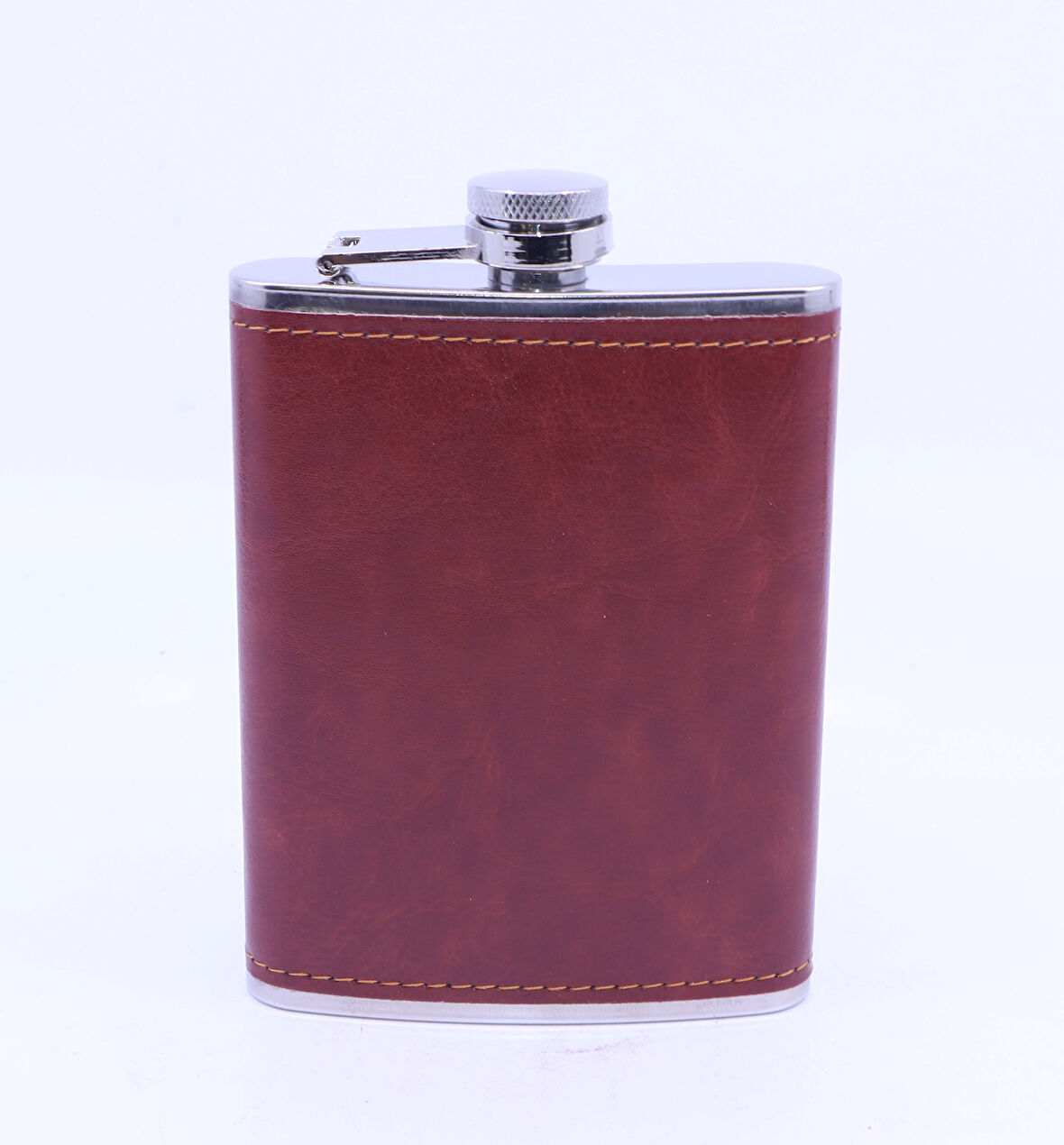 Kahverengi Deri Kaplama Cep Matarası/Flask 8 OZ