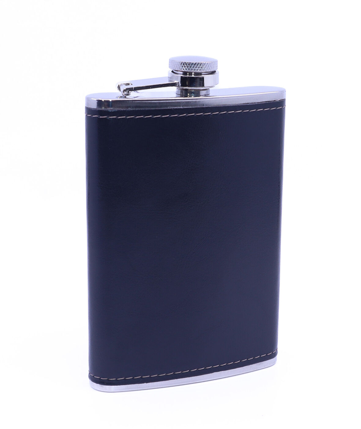 Siyah Deri Kaplama Paslanmaz Çelik Cep Matarası - Hip Flask 9 OZ