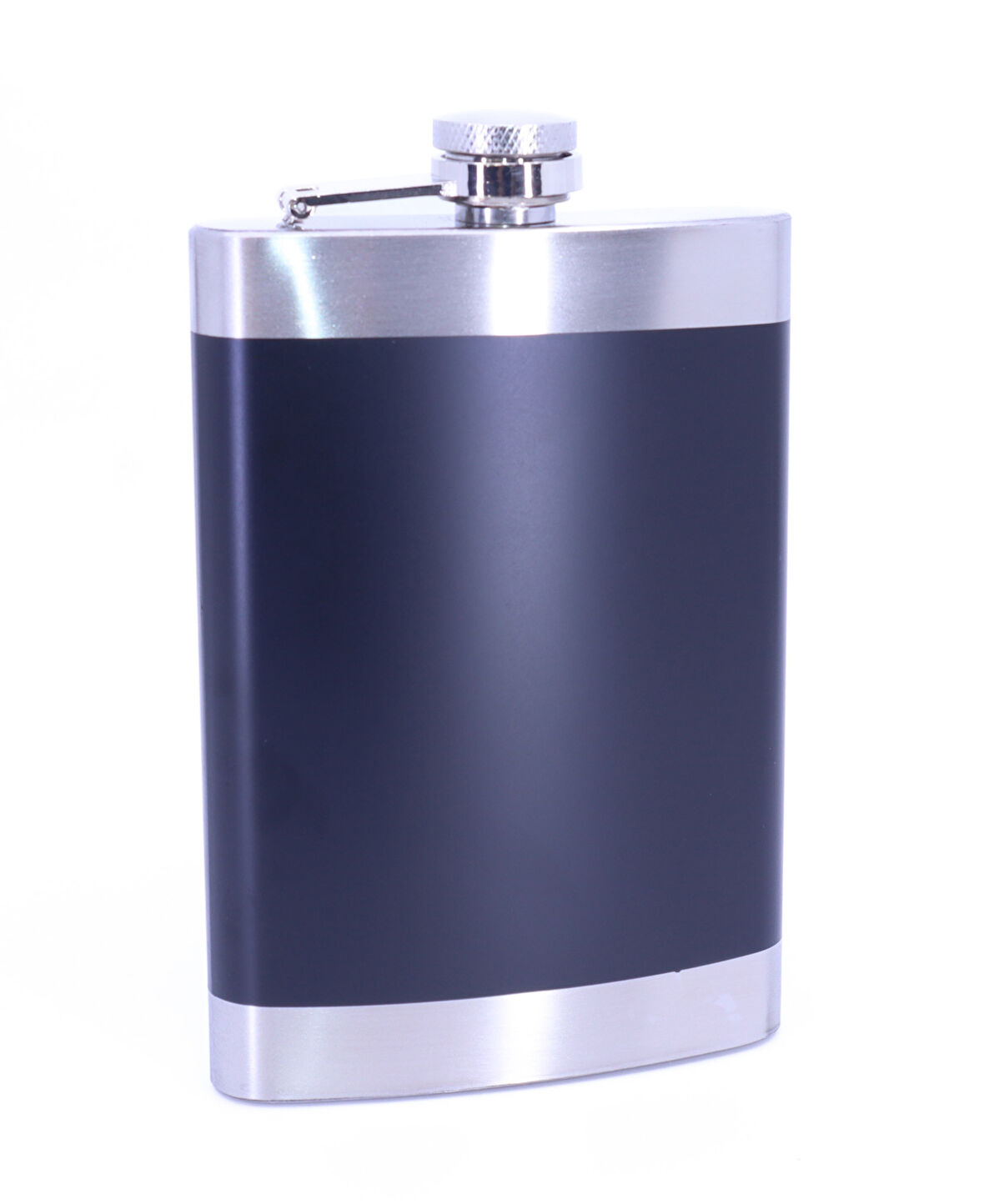 Siyah Deri Kaplama Paslanmaz Çelik Cep Matarası - Hip Flask 9 OZ