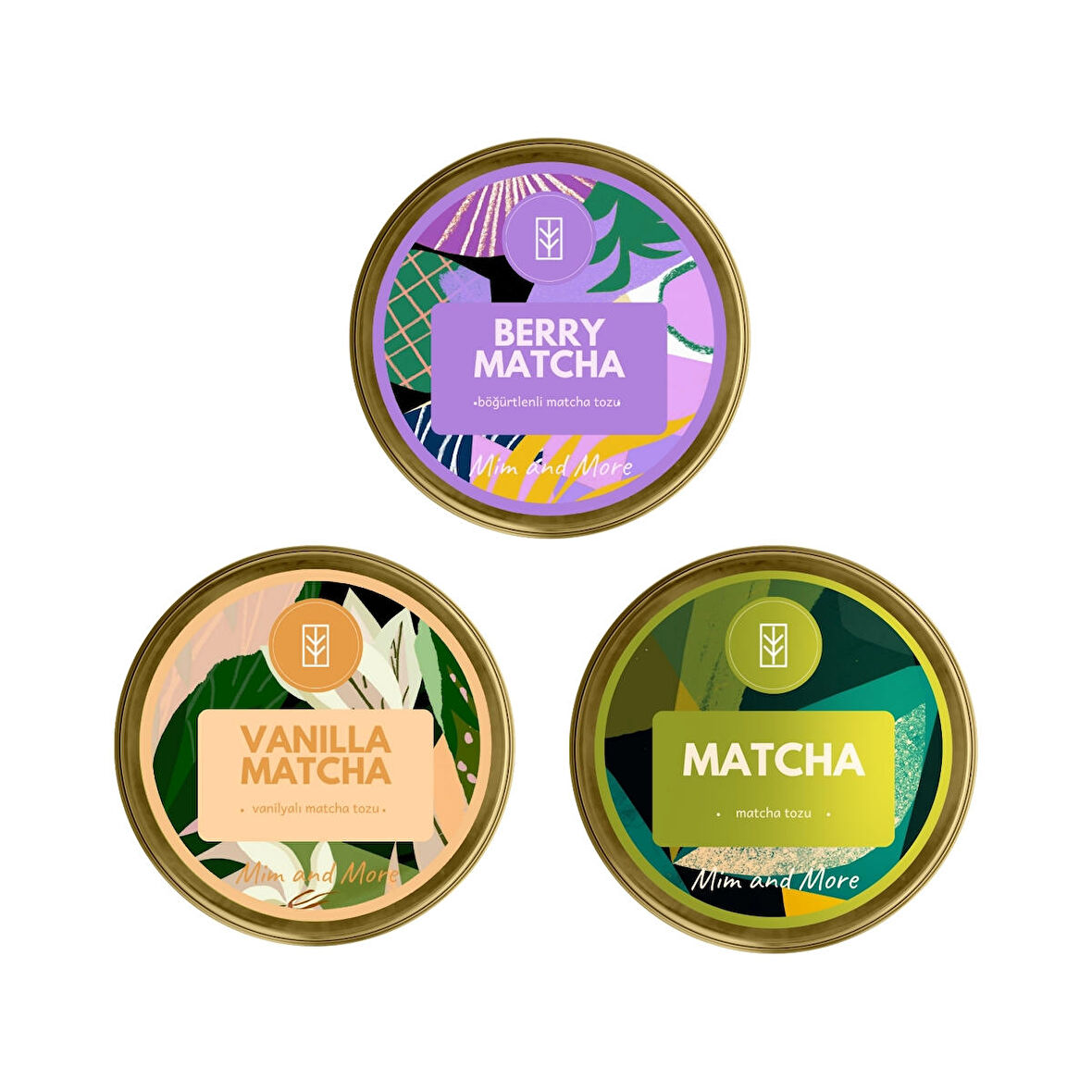 Mim and More Matcha Detox Set - Berry Matcha 25 Gr & Vanilla Matcha 25 Gr & Saf Matcha 25 Gr