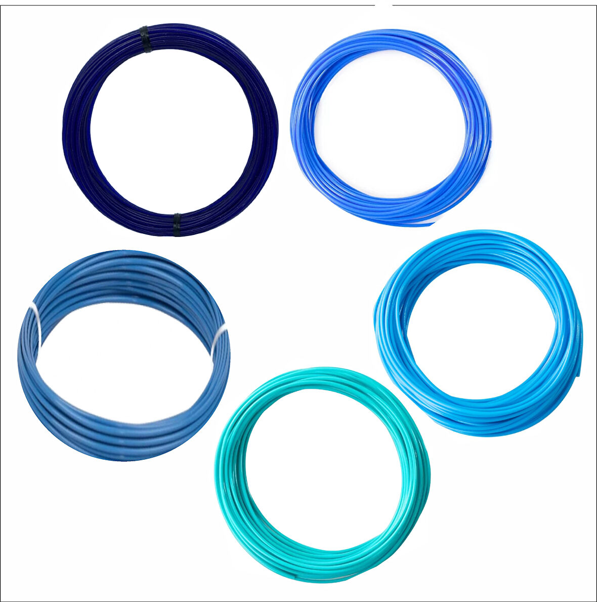 3D Kalem için Mavi Büyüsü (Lacivert,Mavi,Açık Mavi,Gümüş Mavi,Turkuaz) PLA Filament Seti