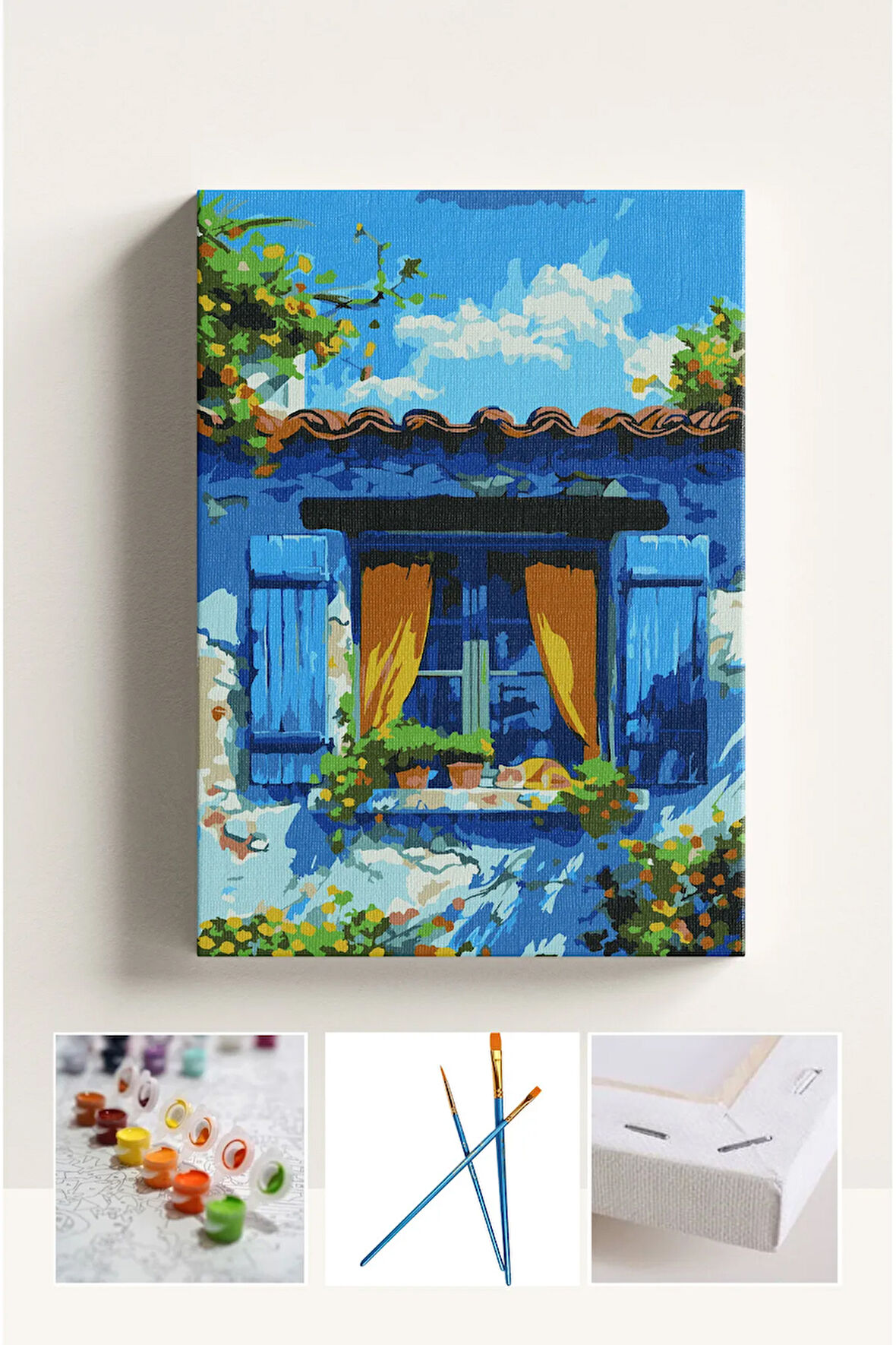 Sayılarla Boyama Çerçeveli Hobi Seti Numaralı Tuval Fırça Boya Dahil Kasnaklı 40X50 Cm