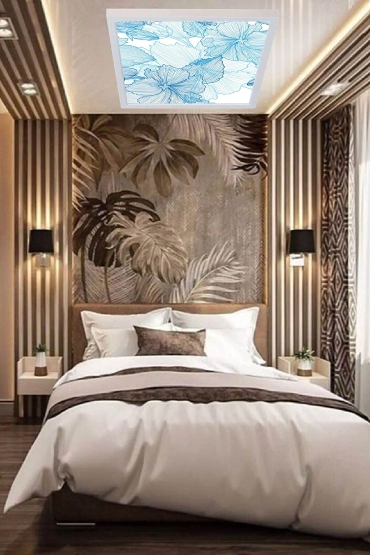 Oda Avize Mavigül Ledli Tavan Lambası 60w Şık Tasarım Avize,60x60 Beyaz Işık,