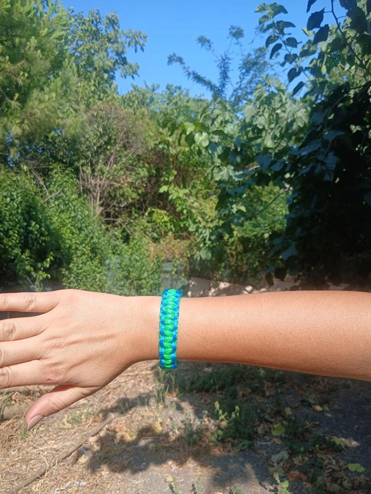 PARACORD BİLEKLİK MAVİ-YEŞİL KOBRA MODELİ