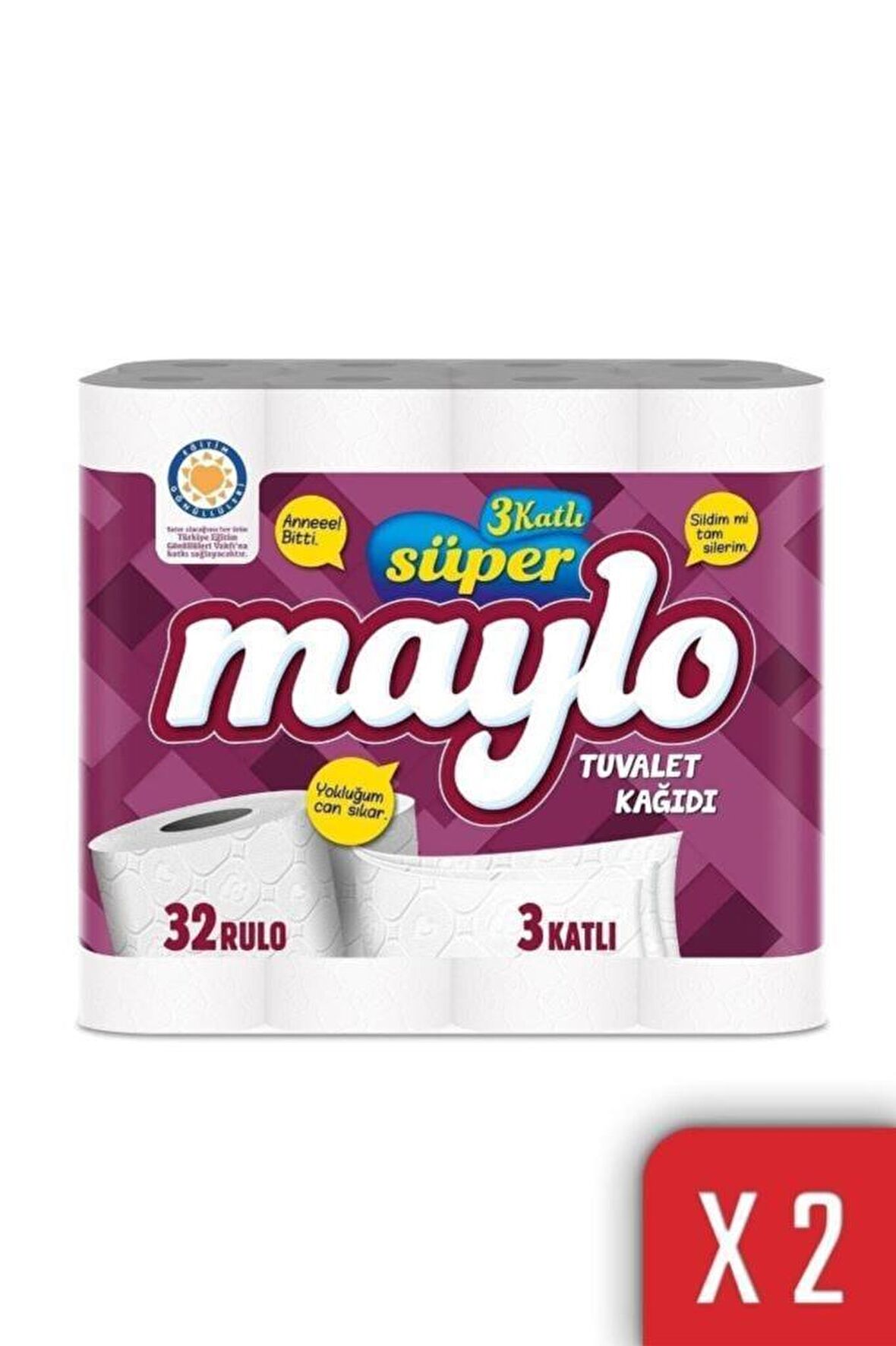 Maylo 3 Katlı Tuvalet Kağıdı 32'li 2'li Paket