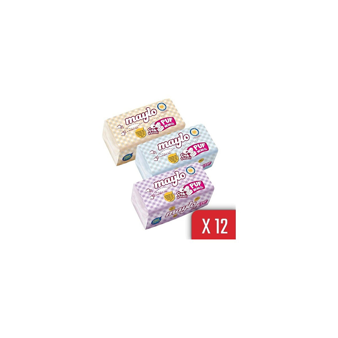Maylo Puf Mendil Kış Serisi 150 Yaprak 12'li Paket