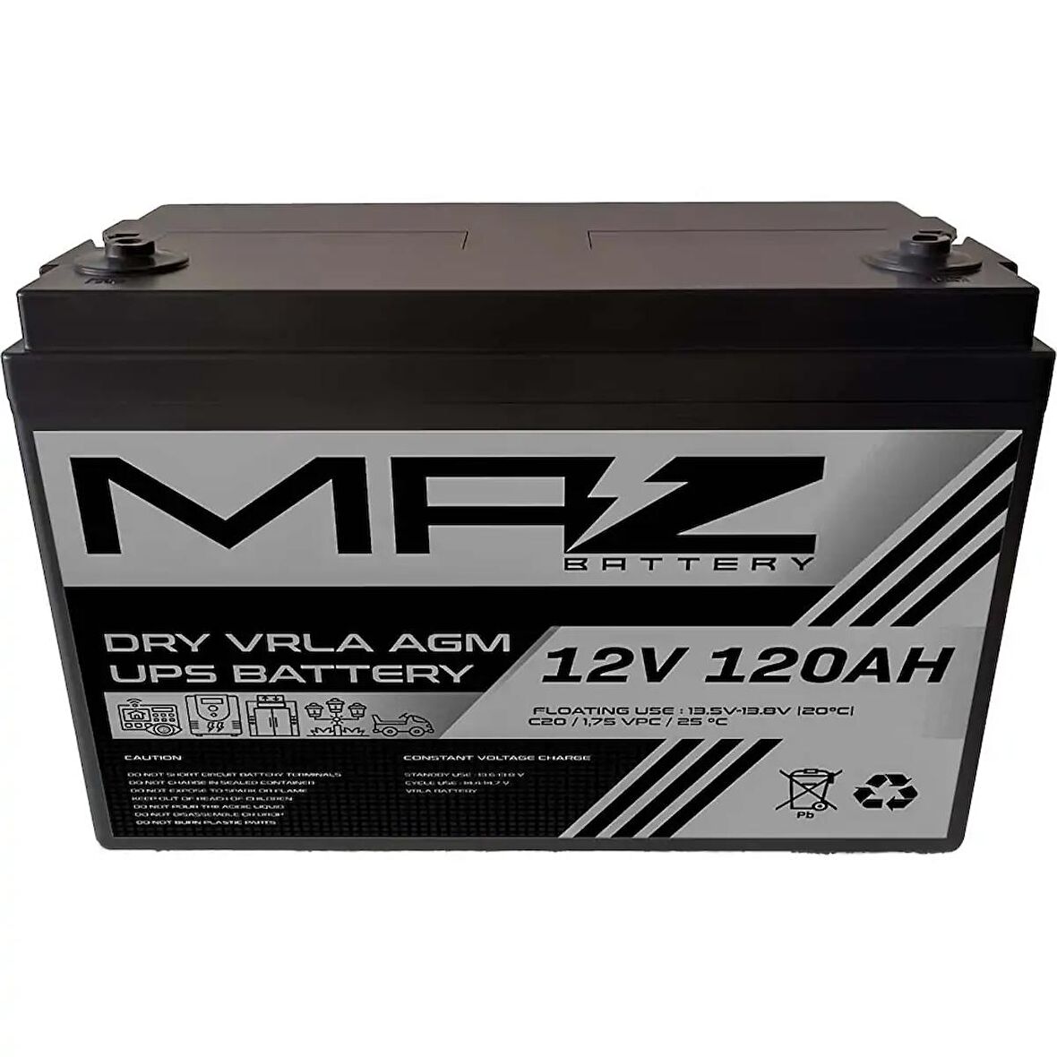 MAZ Akü 12 Volt 120 Amper Kuru AGM VRLA UPS Akü 12V 120AH Yeni Ürün