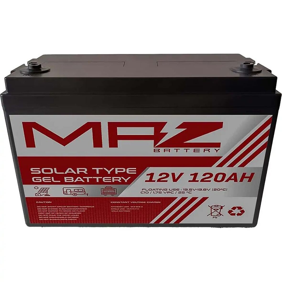 MAZ Akü 12 Volt 120 Amper Solar Jel VRLA Akü 12V 120AH Yeni Ürün