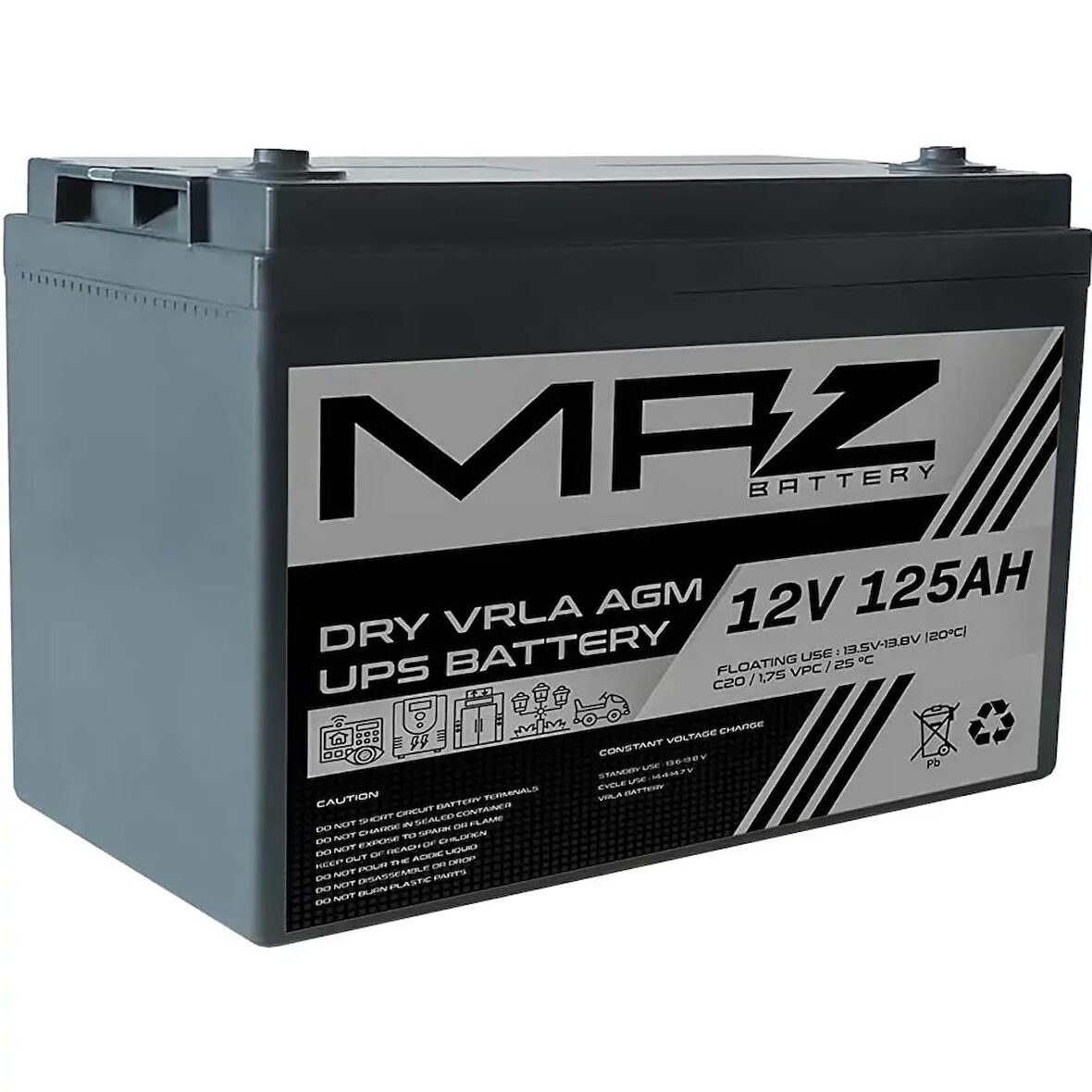 MAZ Akü 12 Volt 125 Amper Kuru AGM VRLA UPS Akü 12V 125AH Yeni Ürün