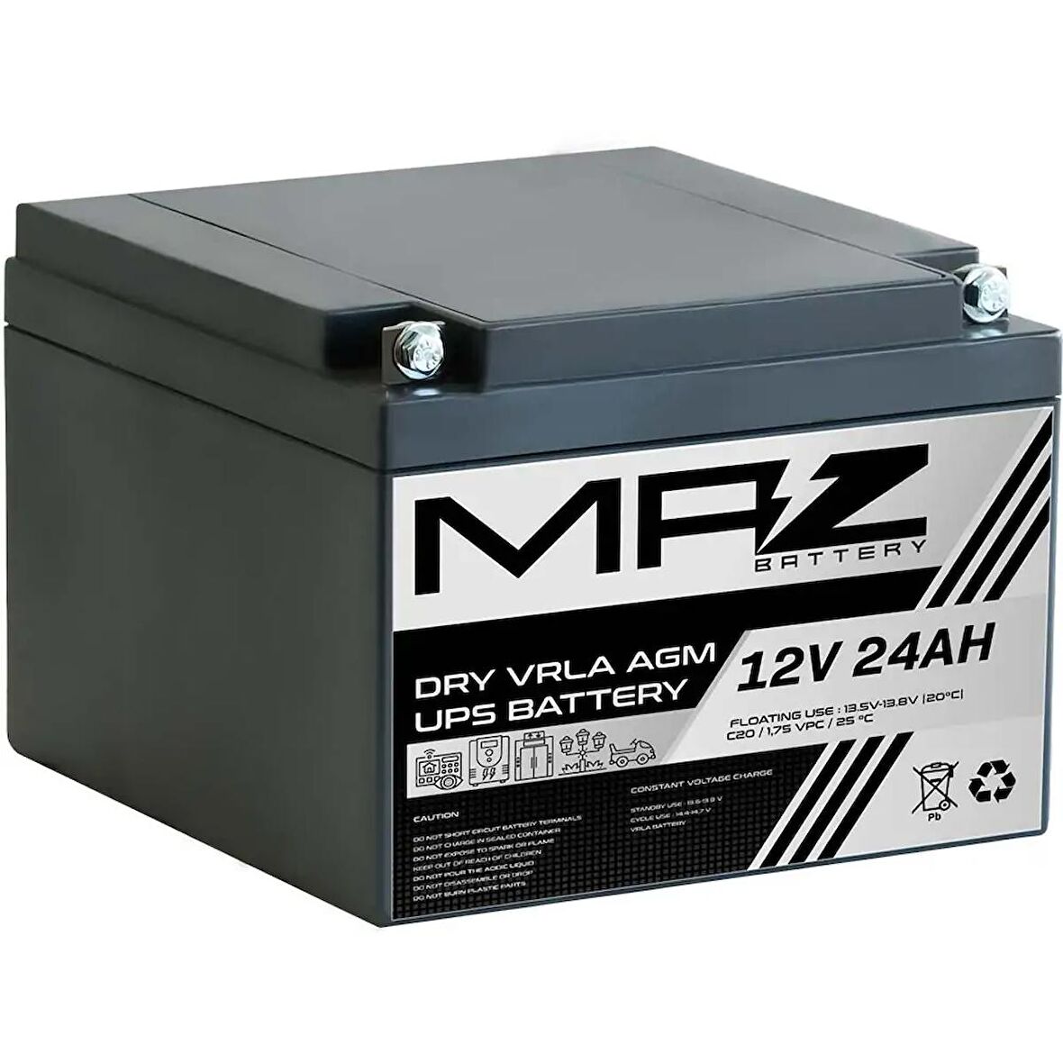 MAZ Akü 12 Volt 24 Amper Kuru AGM VRLA UPS Akü 12V 24AH Yeni Ürün